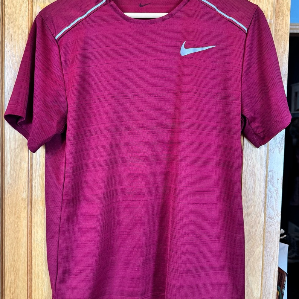 Nike Men’s Short Sleeve Athletic Tee - Red with Light Blue Swoosh